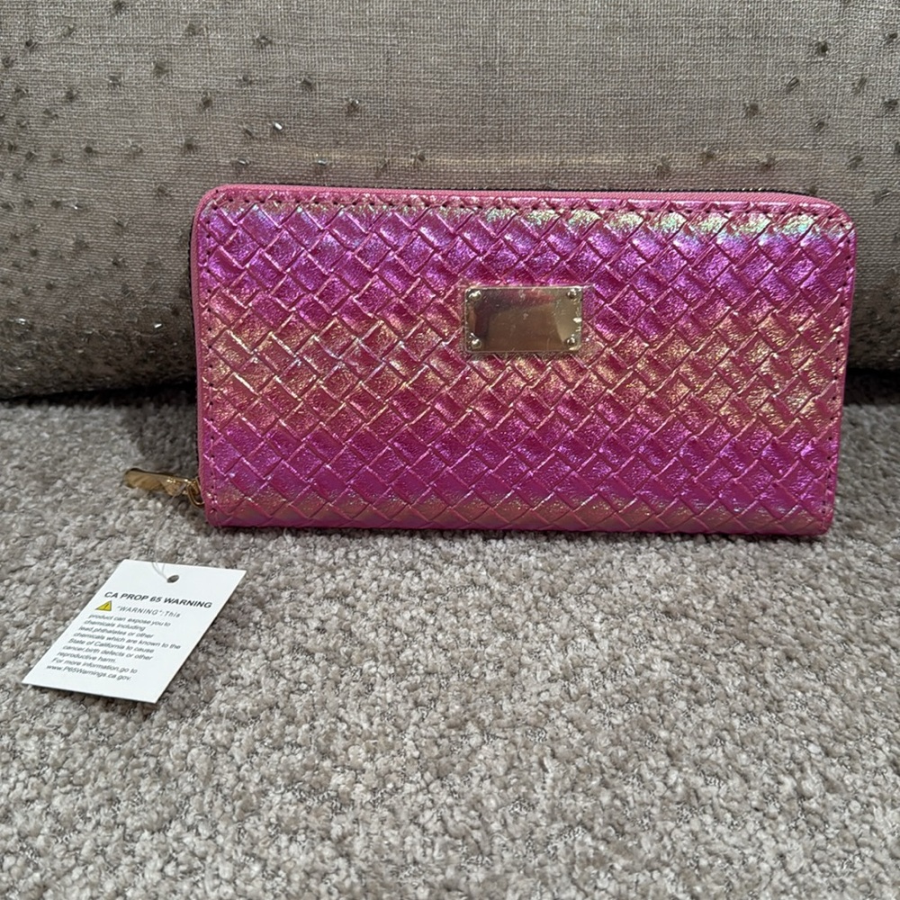 Lridescent Pink Zip Around Women's Wallet